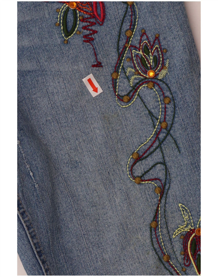 C&A Girls Grafisk Bootcut Jeans 13-14 år W25 L29 Blue Floral Retro