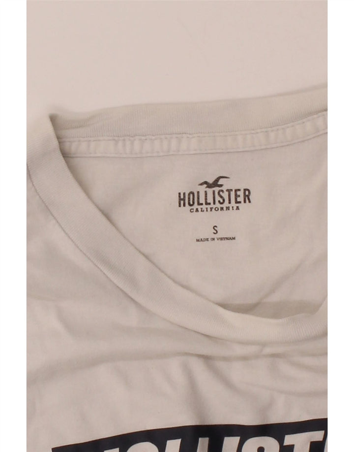 HOLLISTER Mens Graphic Top Long Sleeve Small White Colourblock Cotton Vintage Hollister and Second-Hand Hollister from Messina Hembry 