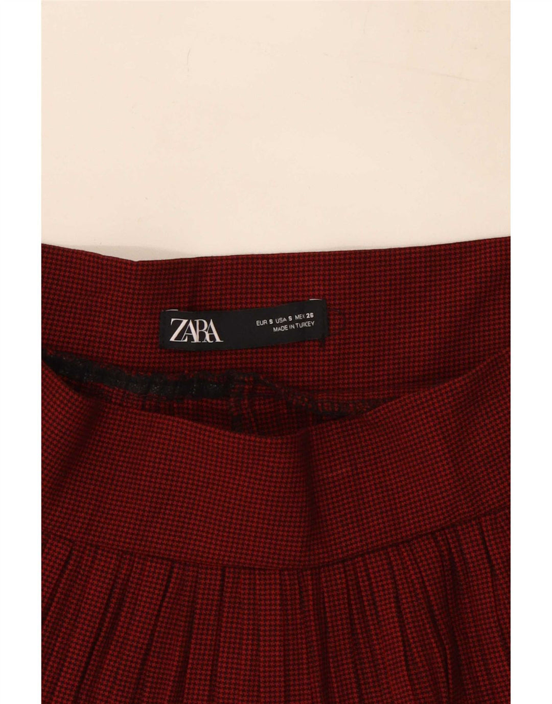Zara Womens Cullotes Shorts Small W26 Red Houndstooth