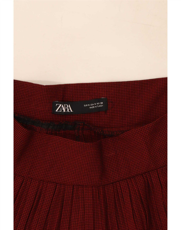 Zara Womens Cullotes Shorts Small W26 Red Houndstooth