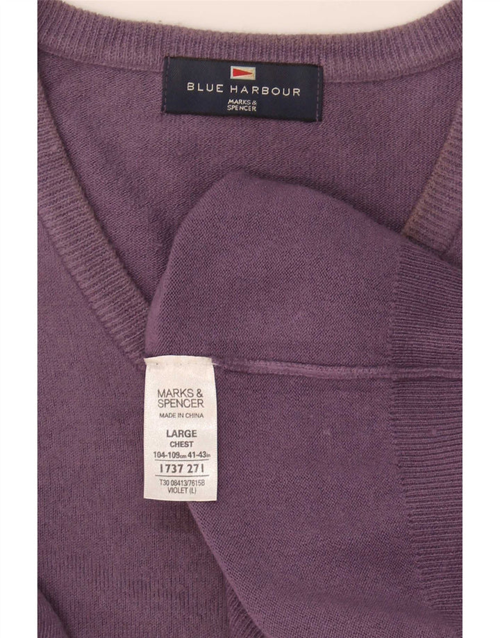 Marks & Spencer Herre Blue Harbor V-hals sweater Stor lilla
