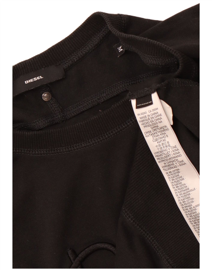 DIESEL Dame Grafisk Loose Fit Sweatshirt Jumper UK 14 Medium Sort