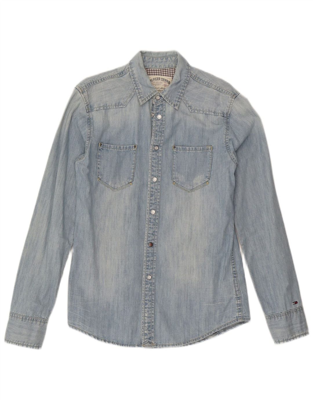Tommy Hilfiger Denimskjorte til mænd, lille blå bomuld