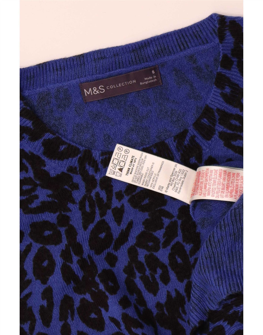 Marks & Spencer Dame Boat Neck Jumper Sweater UK 8 Small Navy Blue