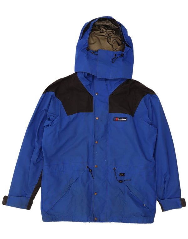 Berghaus Vindjakke med hætte til mænd UK 42 XL Blå Colourblock