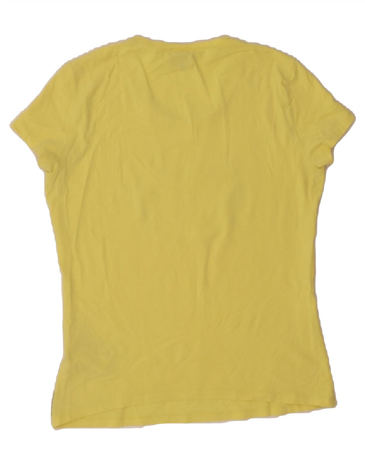 ARMANI JEANS Womens Graphic T-Shirt Top IT 44 Medium Yellow Cotton Vintage Armani Jeans and Second-Hand Armani Jeans from Messina Hembry 