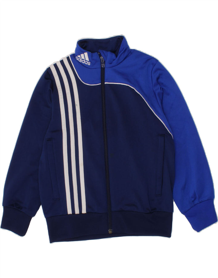 ADIDAS Boys Tracksuit Top Jacket 5-6 Years Navy Blue Colourblock Polyester Vintage Adidas and Second-Hand Adidas from Messina Hembry 
