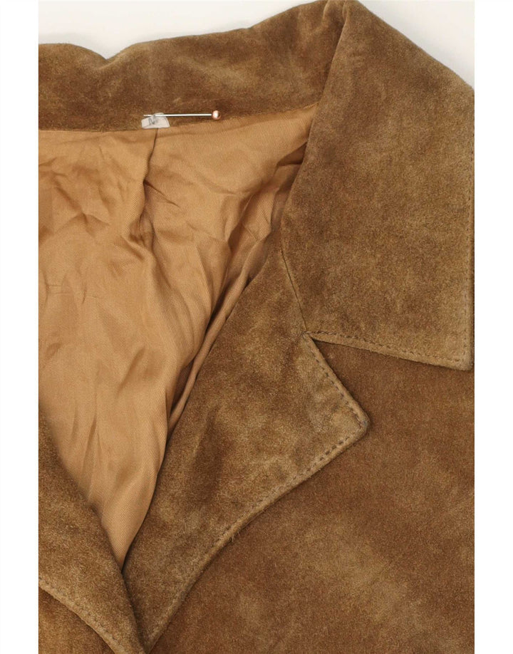 Vintage Dame Loose Fit ruskindsjakke UK 14 Medium Brown