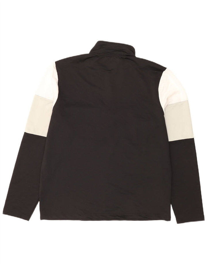 FILA Herre Zip Neck Pullover Træningsdragt Top XL Sort Colourblock Polyester