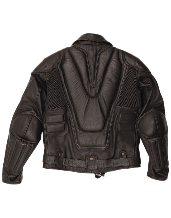 Vintage Herre Læder Biker Jacket UK 38 Medium Sort Læder