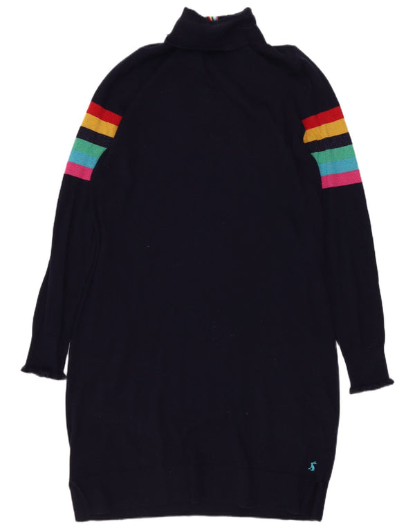 Joules Dame Jumper Dress UK 10 Small Marineblå Stribet Bomuld