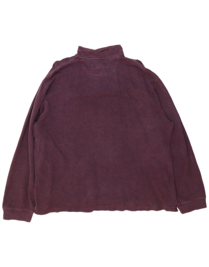 Chaps Herre Zip Neck Sweatshirt Jumper 2XL Bourgogne bomuld