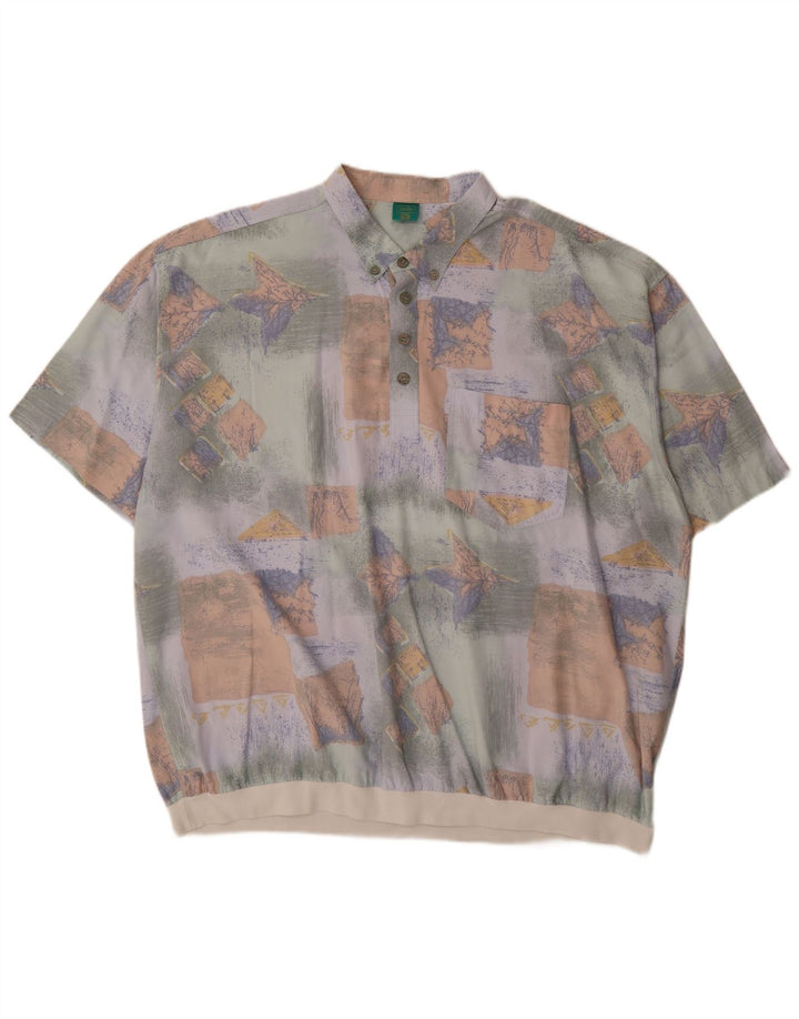 Canda Herre abstrakt mønster Kortærmet Pullover Shirt 3XL Flerfarvet