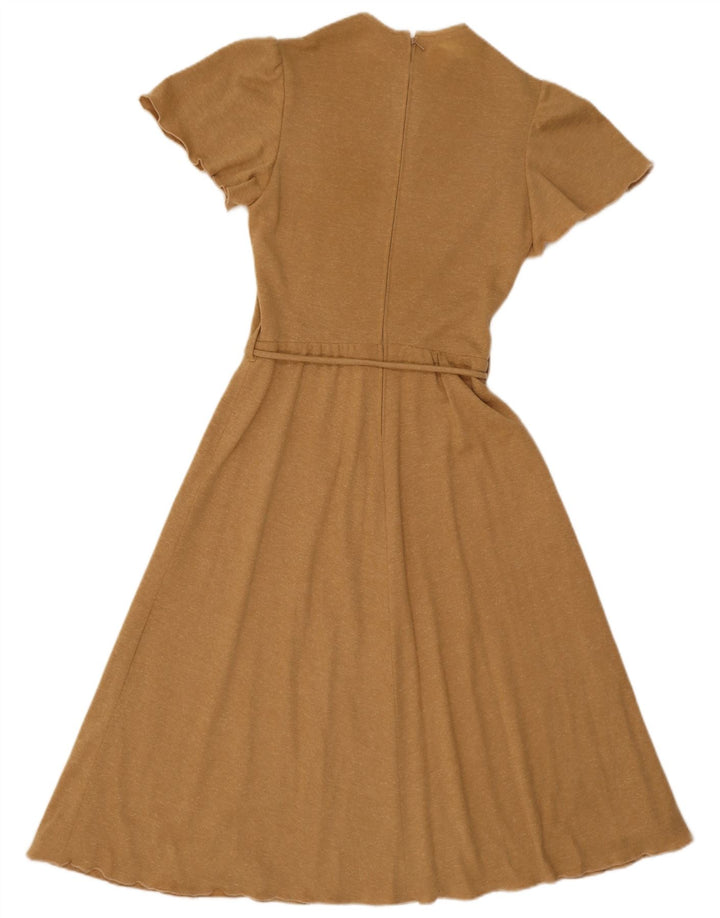 Vintage Dame A-Line Kjole IT 38 XS Beige Polyester