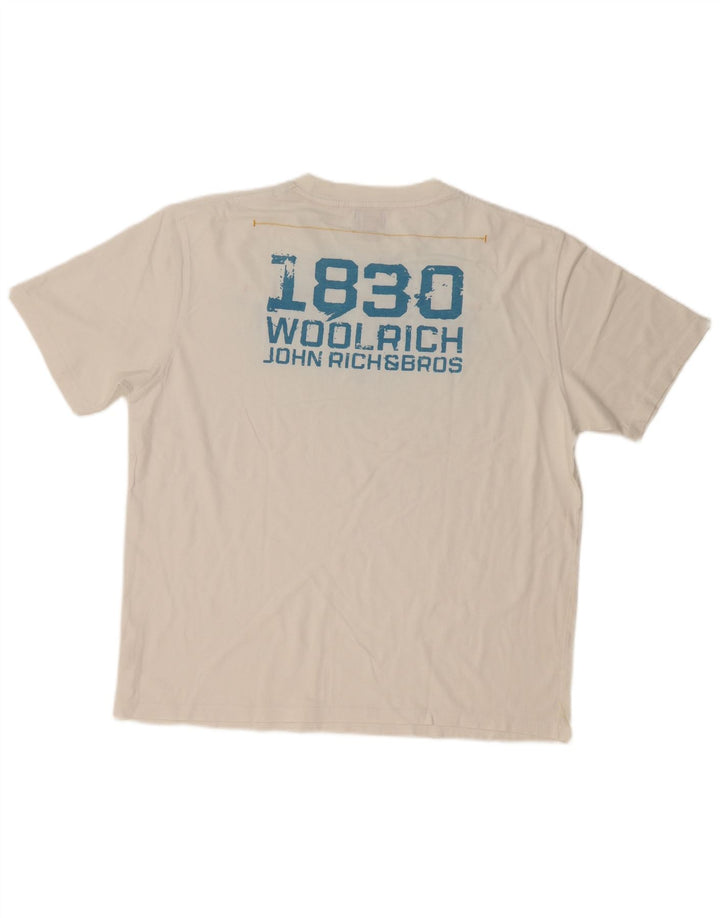 Woolrich Herre Grafisk T-Shirt Top XL Hvid Bomuld