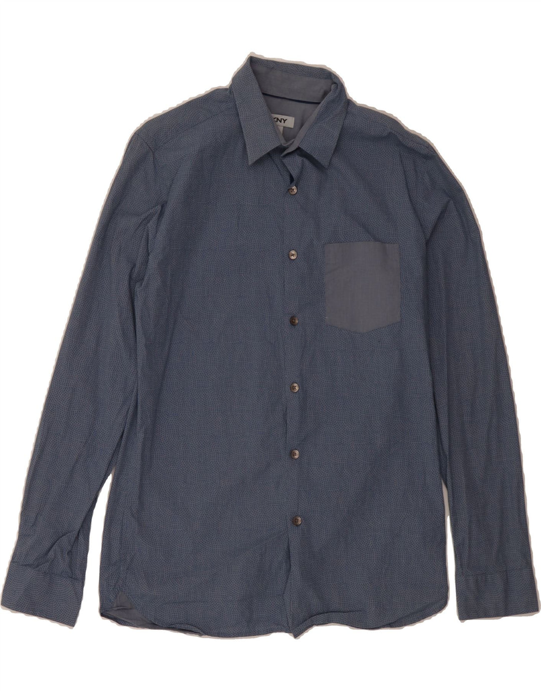 DKNY Mens Shirt Small Navy Blue Spotted Cotton Vintage Dkny and Second-Hand Dkny from Messina Hembry 