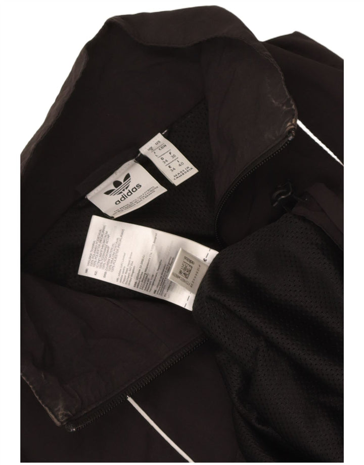 Adidas Dame Grafisk Træningsdragt Top Jacket UK 8 Lille Sort Polyamid
