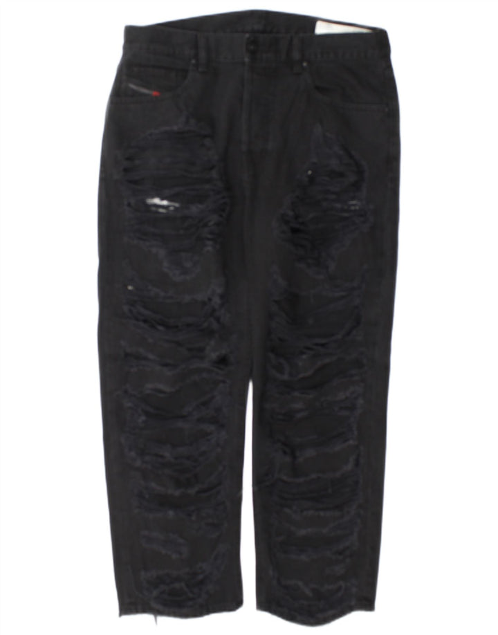 Diesel Dame Aryel Distressed Regular Straight Jeans W29 L25 Sort Klassisk