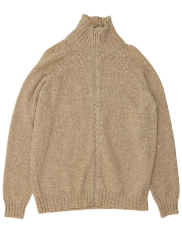 Zara Herre Cardigan Sweater Stor Beige Uld
