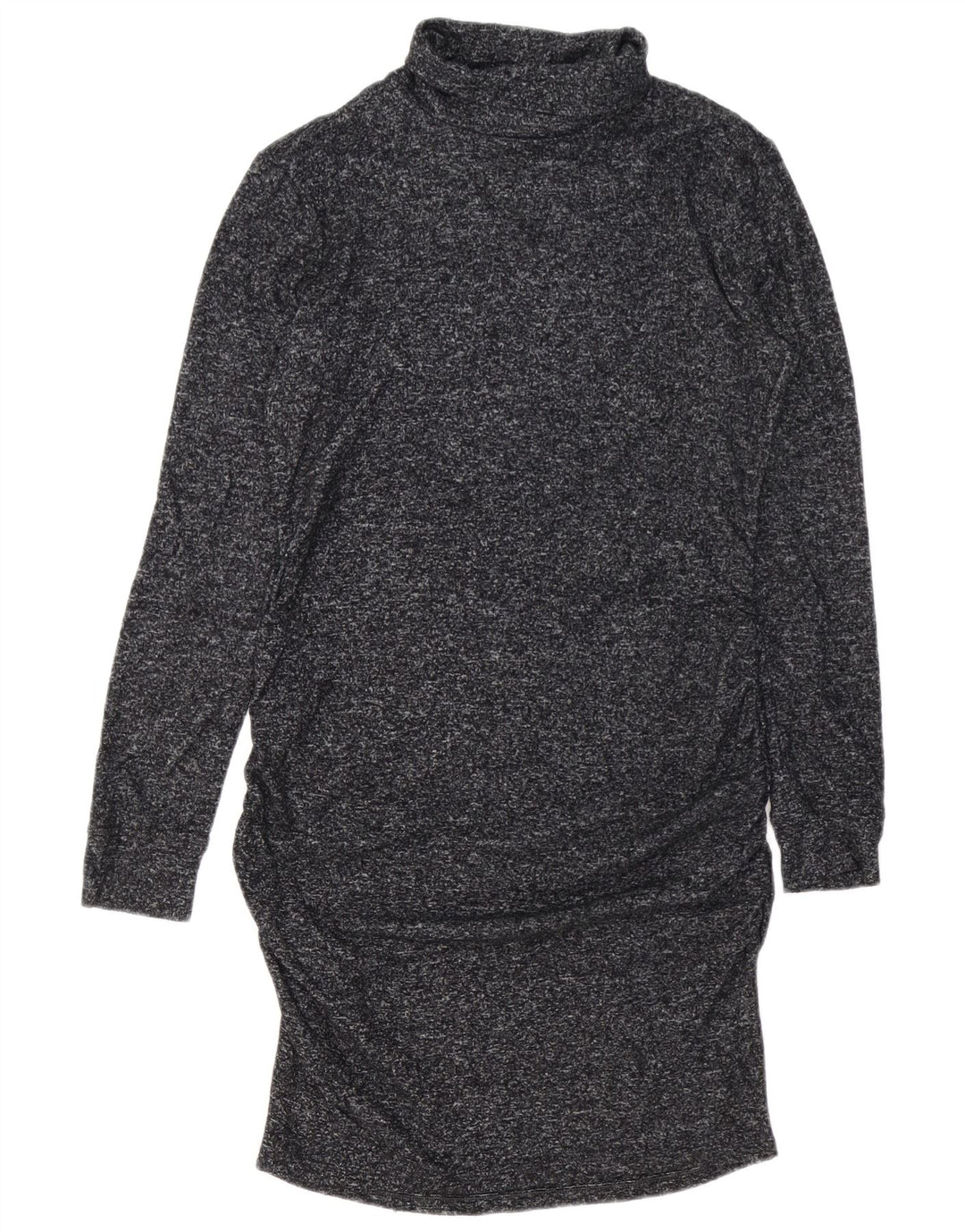 Athleta Dame Roll Neck Jumper Dress UK 14 Medium Navy Blue Flecked Rayon