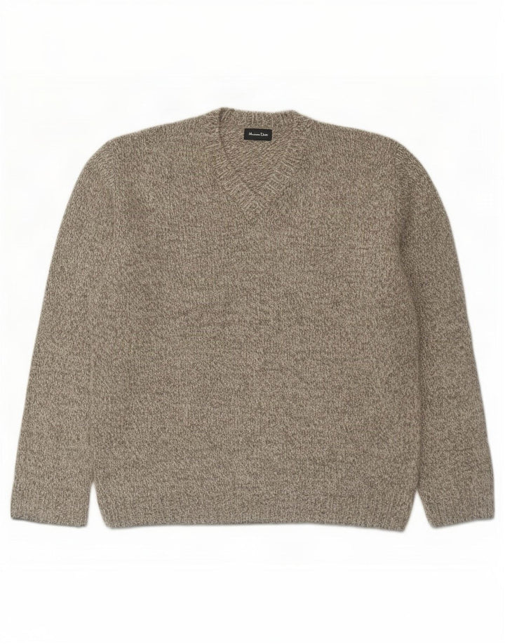 Massimo Dutti Herre V-hals sweater 2XL Grå Flecked Wool