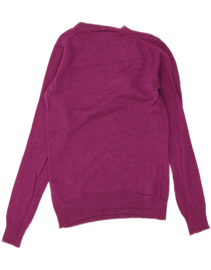 Lacoste dame sweater med V-hals str. 36 Lille lilla uld