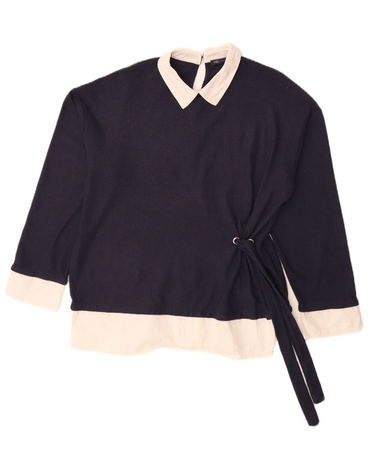 Marks & Spencer Dame Polo Neck Jumper Sweater UK 12 Medium Navy Blue