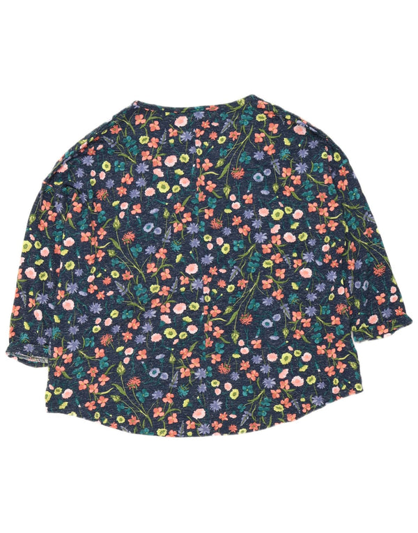 Marks & Spencer Dame Top 3/4 ærmer UK 22 3XL Navy Blue Floral Polyester