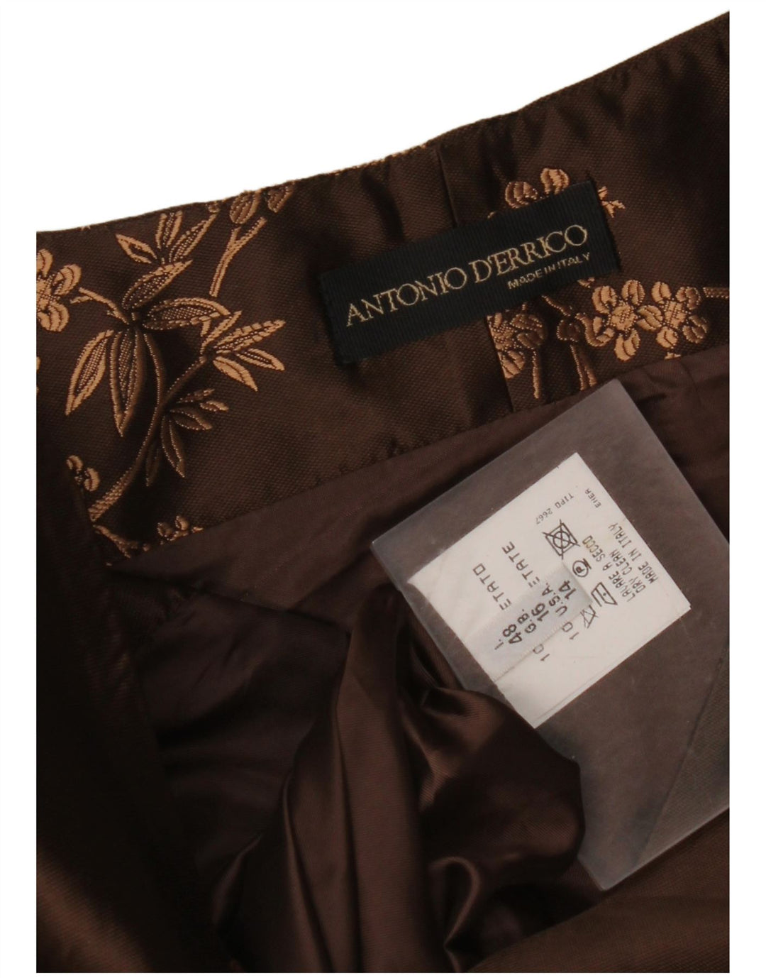 ANTONIO D'ERRICO Dame Crop Bluse Top UK 16 Large Brown Floral