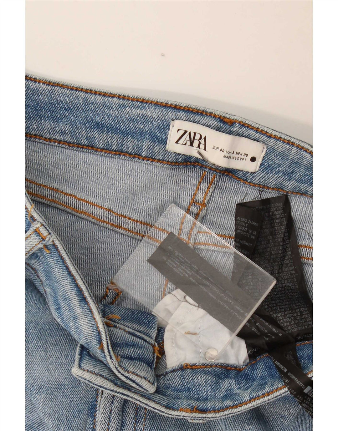 Zara Dame High Waist Distressed Slim Jeans EU 40 Medium W30 L29 Blå
