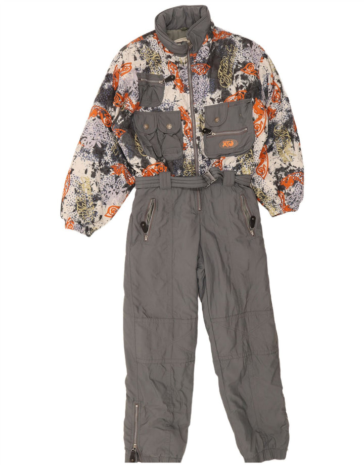 Vintage herre abstrakt mønster ski jumpsuit stor grå