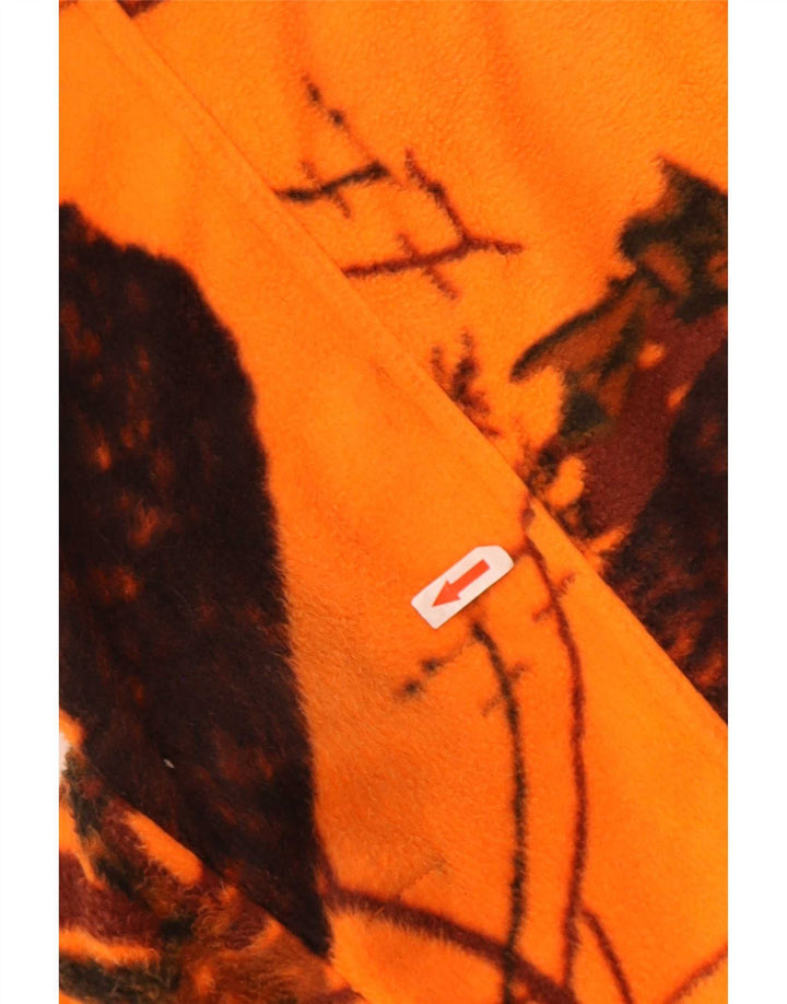 Vintage herre lynlås hals fleece jumper XL orange Camouflage polyester