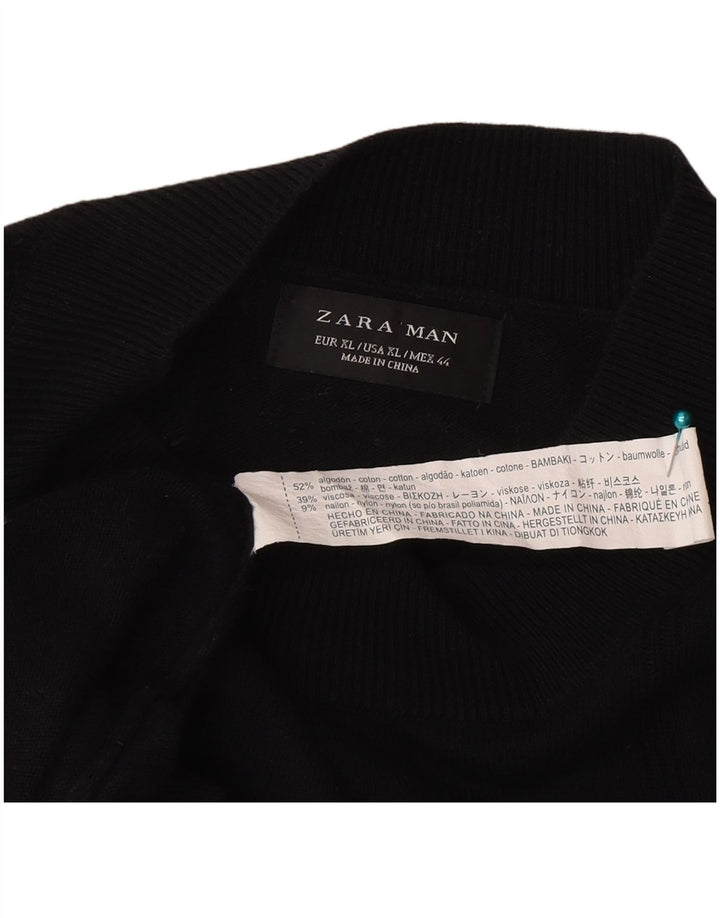 Zara Herre T-Shirt Top XL Sort Bomuld