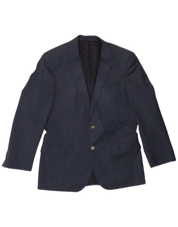Hugo Boss Herre 2-knaps blazerjakke EU 50 Large Navy Blue Pinstripe