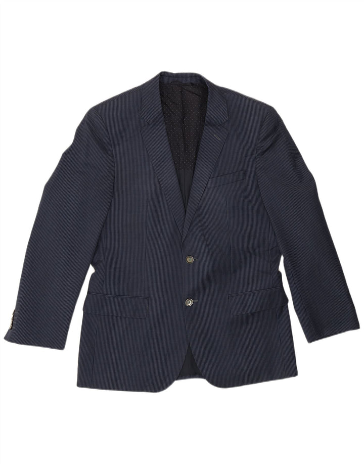 Hugo Boss Herre 2-knaps blazerjakke EU 50 Large Navy Blue Pinstripe