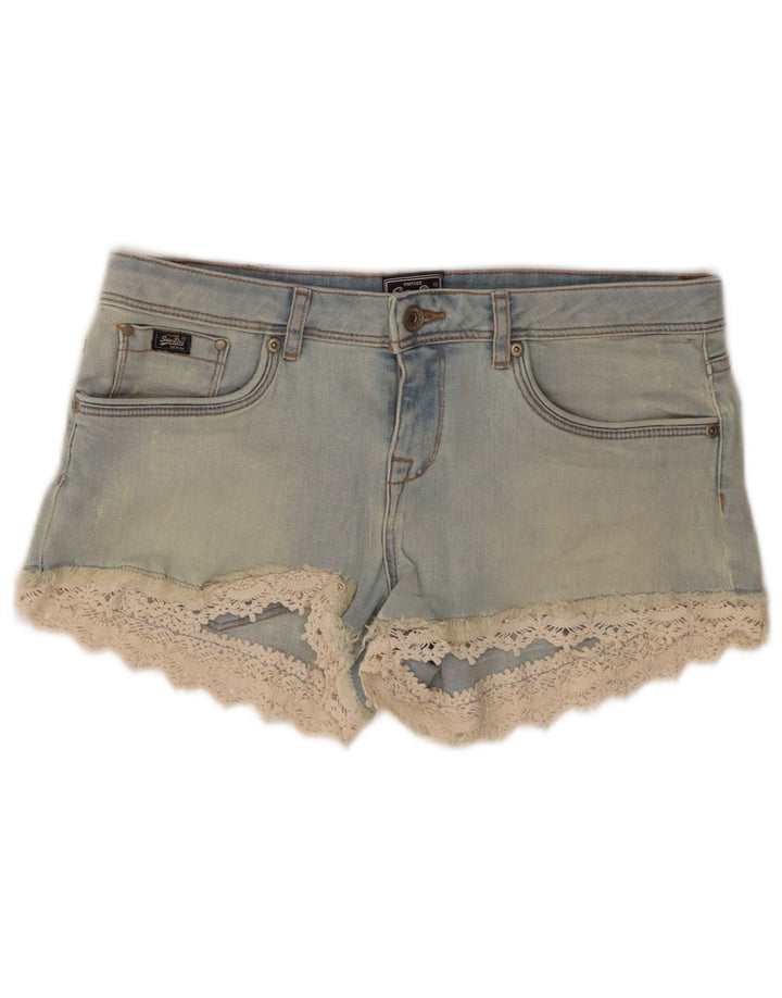 Superdry denimshorts til kvinder W28 mellemblå bomuld