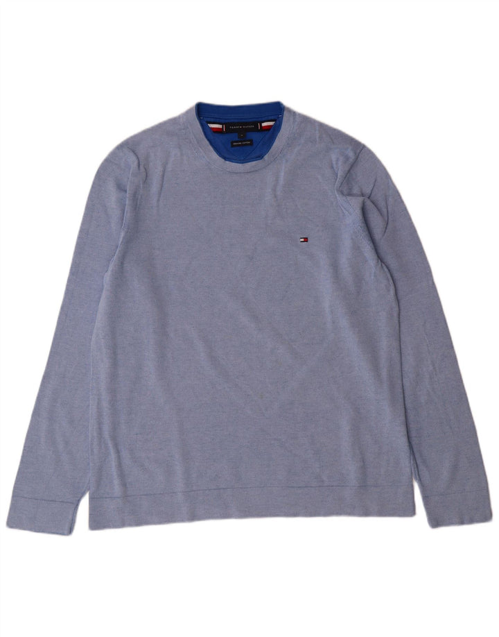 TOMMY HILFIGER sweater med rund hals til mænd mellemblå bomuld