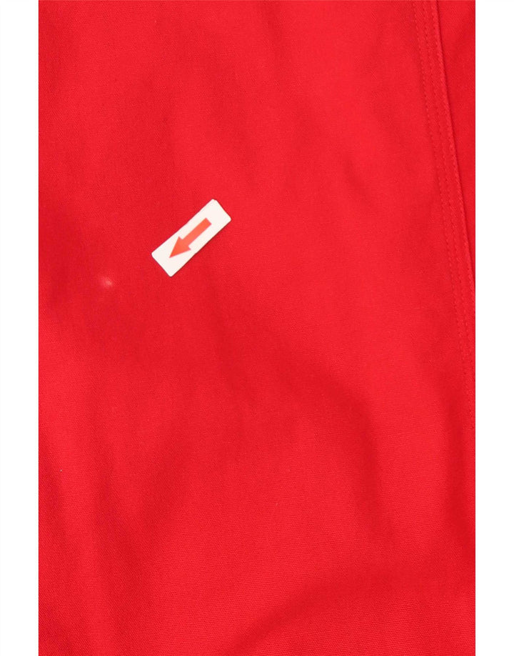 OXER Mens Hooded Utility Jacket UK 38 Medium Red Colourblock Cotton