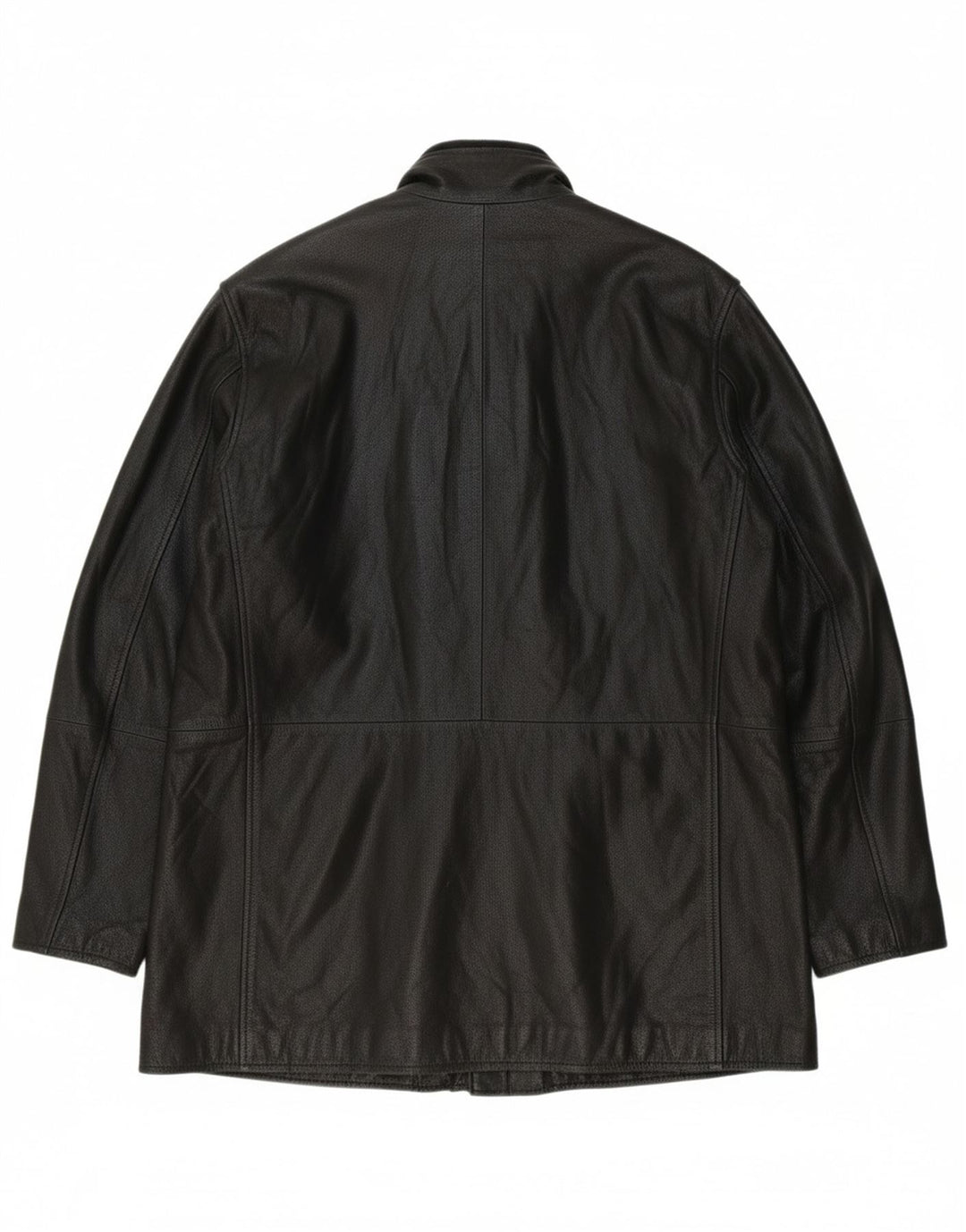 MICHEL Mens Leather Coat IT 54 2XL Black Leather