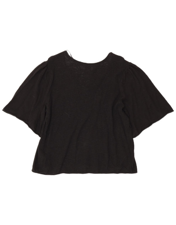 Fat Face Dame Bluse Top UK 18 XL Sort Bomuld