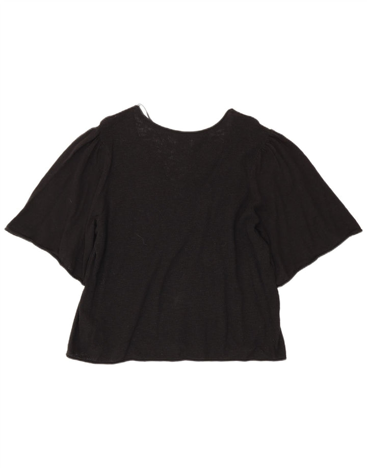 Fat Face Dame Bluse Top UK 18 XL Sort Bomuld