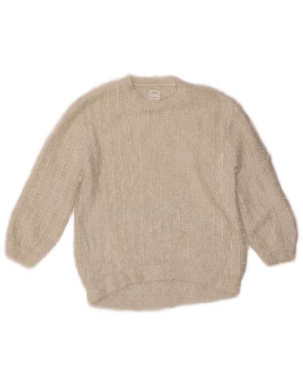 Zara Girls Crew Neck Jumper Sweater 9-10 år Off White Nylon