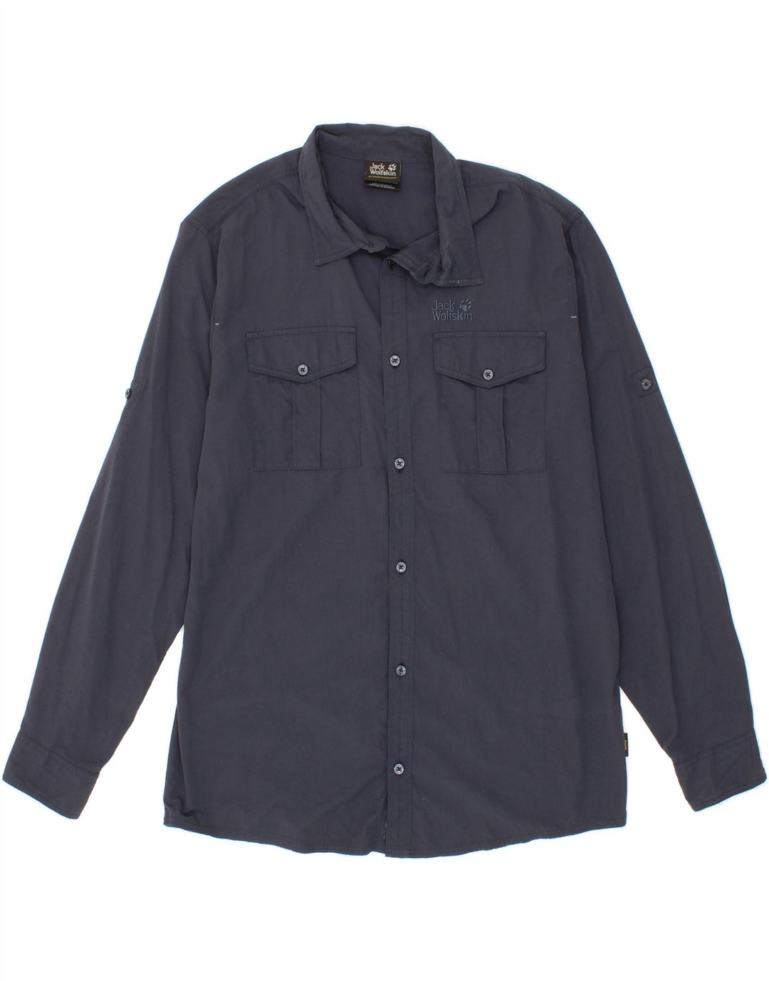 JACK WOLFSKIN Mens Shirt UK 36/38 Small Navy Blue Polyamide Vintage Jack Wolfskin and Second-Hand Jack Wolfskin from Messina Hembry 