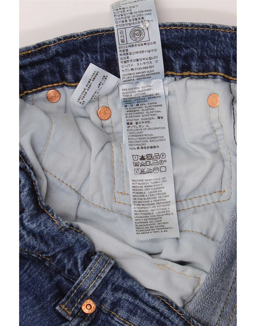 Levi's Herre 502 tilspidsede jeans W44 L27 blå bomuld