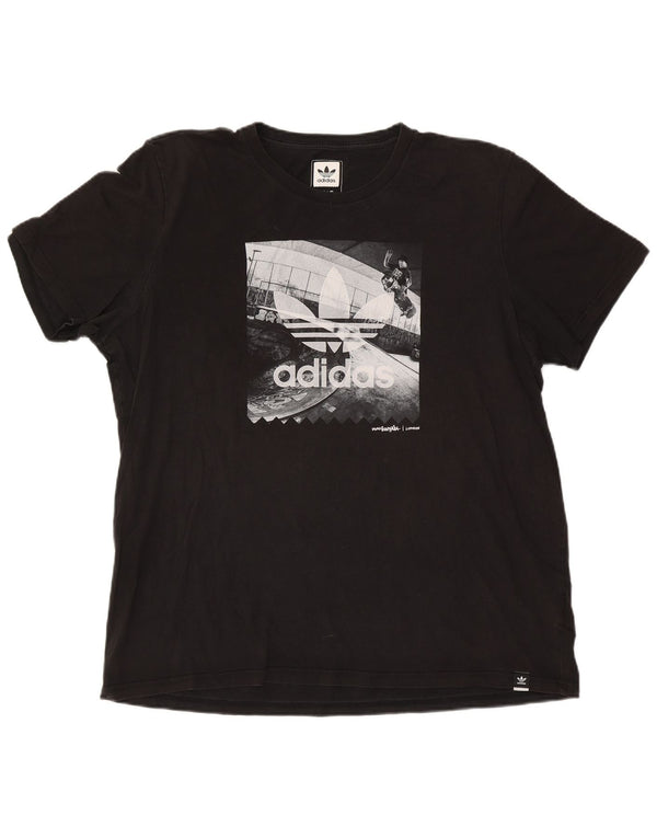 Adidas Herre Grafisk T-Shirt Top 2XL Sort Bomuld