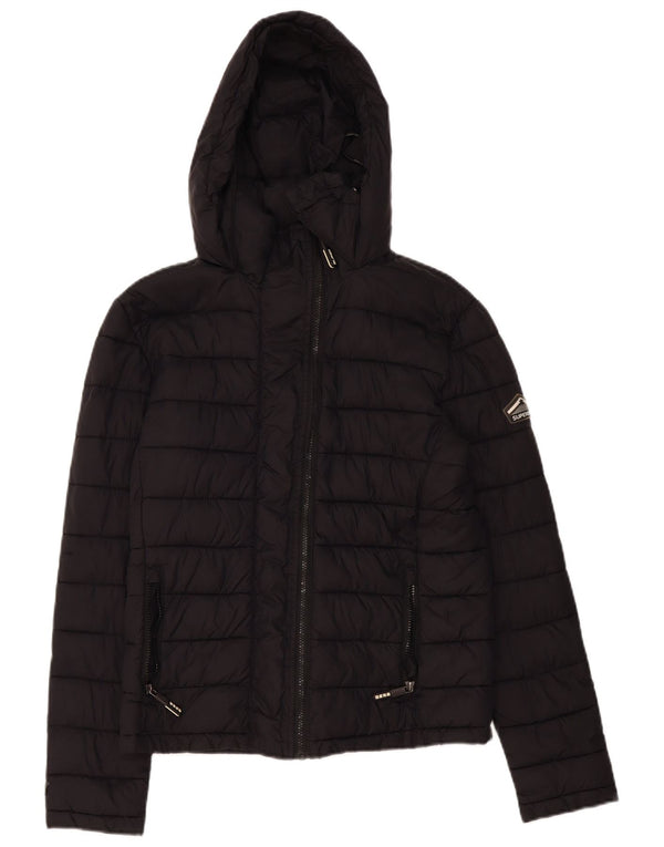 Superdry Polstret hættejakke til kvinder UK 14 Medium Sort Polyester