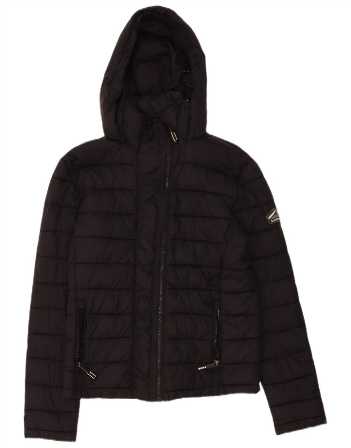 Superdry Polstret hættejakke til kvinder UK 14 Medium Sort Polyester