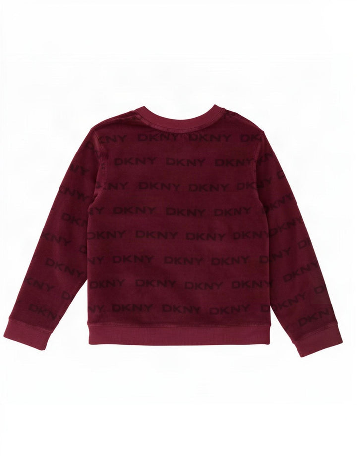 Dkny Dame Grafisk Top Langærmet UK 18 XL Maroon Polyester