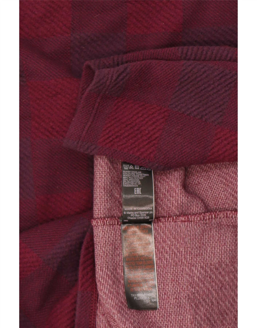 Marks & Spencer Dametop Langærmet UK 14 Stor lilla ternet polyester