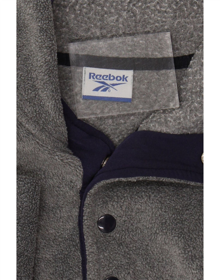 REEBOK Herre Button Neck Fleece Jumper Medium Grå Polyester